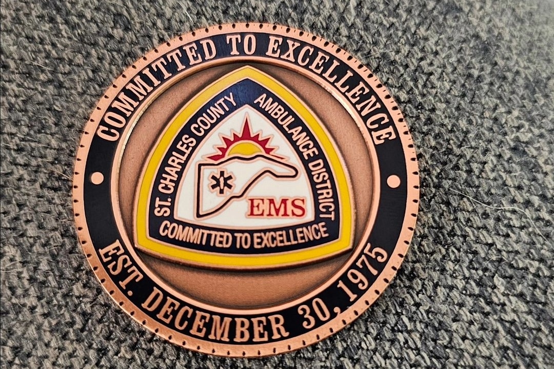 Challenge Coin from Justine Froelker training with St Charles County Ambulance District