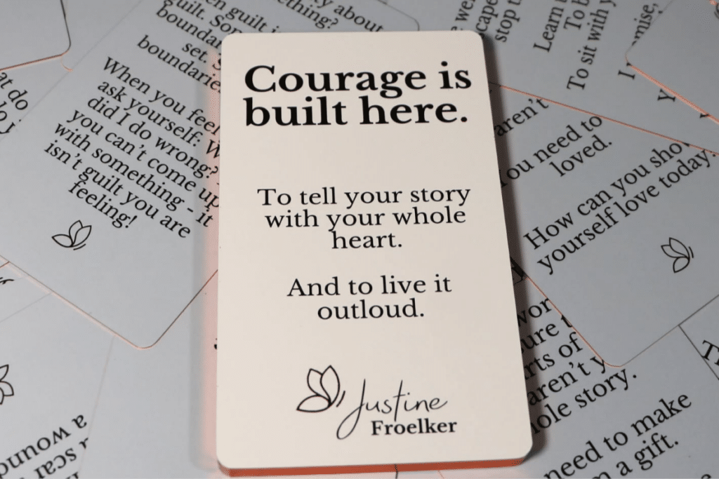 Justine Froelker courage deck as writing prompt