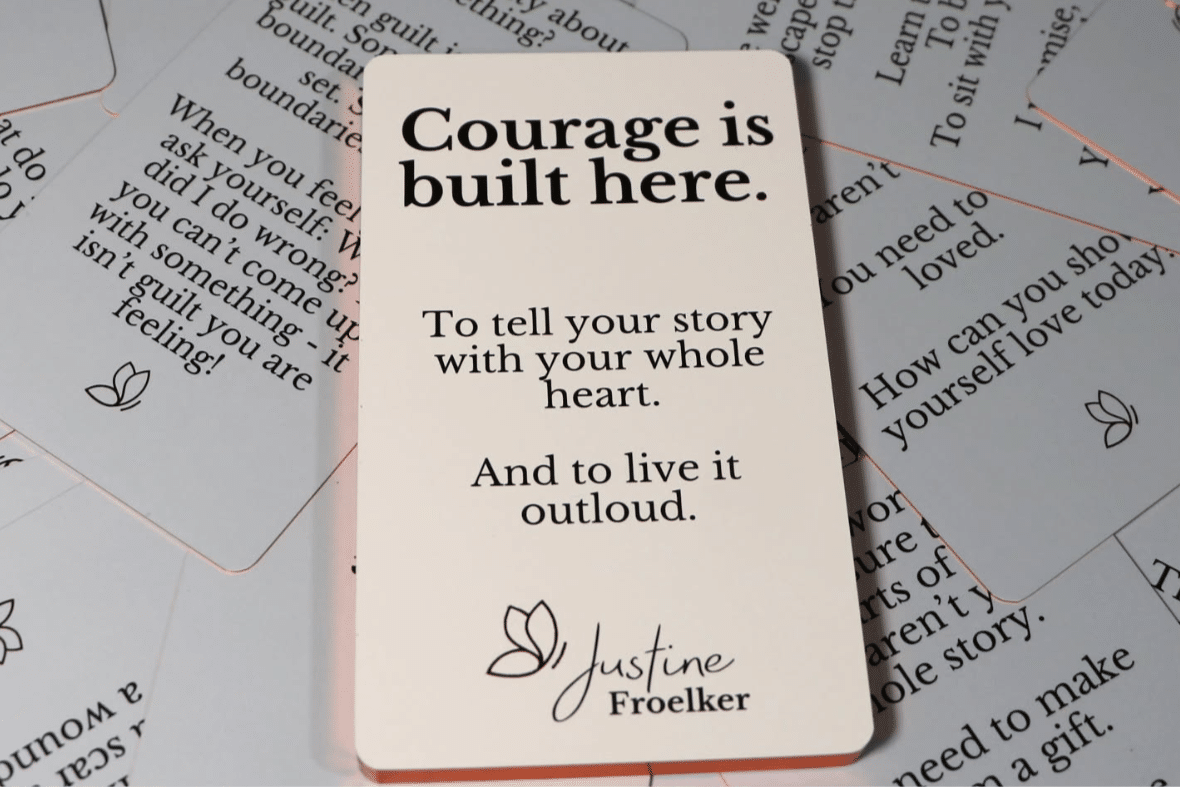 Justine Froelker courage deck as writing prompt