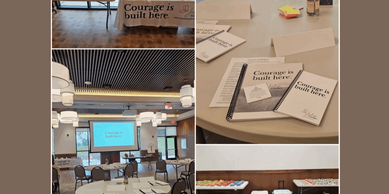classroom setting for Courage is Built Here full training with Justine Froelker